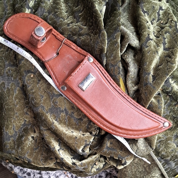 Brown Leather Knife Sheath with Silver Details - Picture 3 of 5
